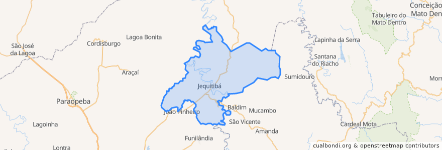 Mapa de ubicacion de Jequitibá.