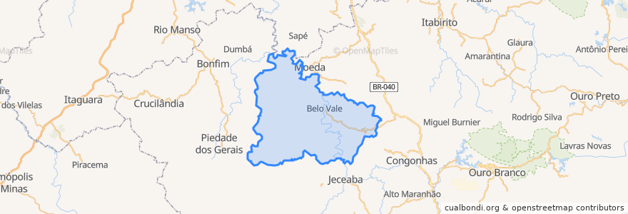 Mapa de ubicacion de Belo Vale.