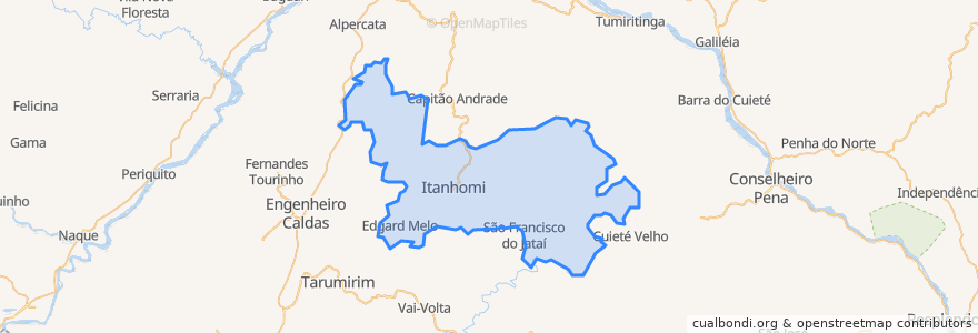 Mapa de ubicacion de Itanhomi.