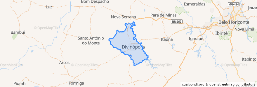 Mapa de ubicacion de Divinópolis.