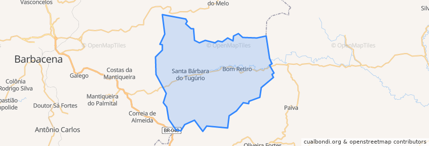 Mapa de ubicacion de Santa Bárbara do Tugúrio.