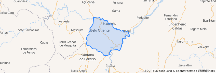 Mapa de ubicacion de Belo Oriente.