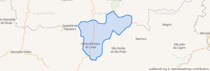 Mapa de ubicacion de Santa Bárbara do Leste.