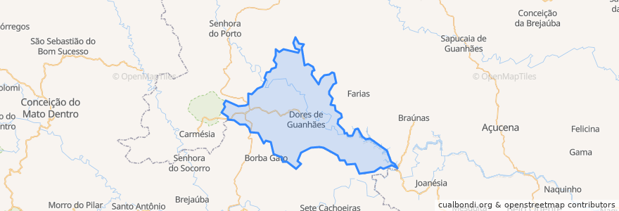 Mapa de ubicacion de Dores de Guanhães.