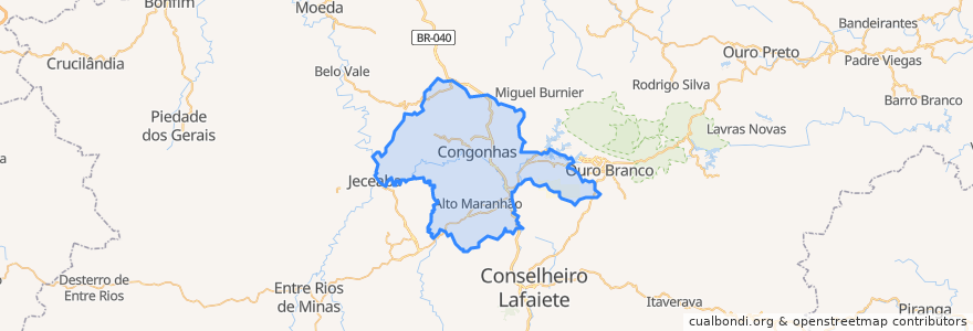 Mapa de ubicacion de Congonhas.