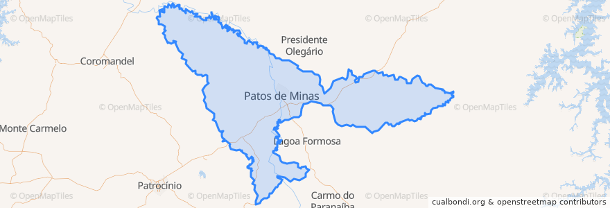 Mapa de ubicacion de Patos de Minas.