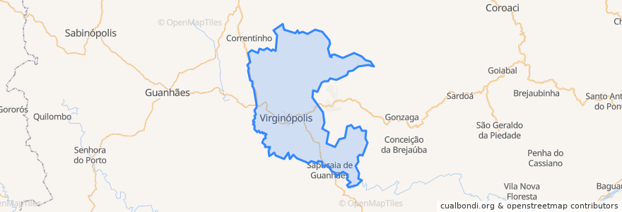 Mapa de ubicacion de Virginópolis.