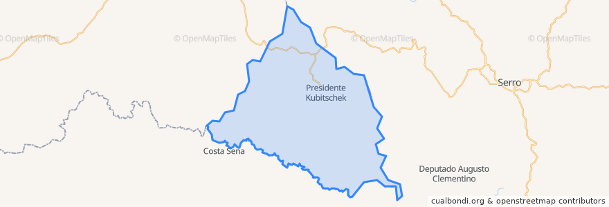 Mapa de ubicacion de Presidente Kubitschek.