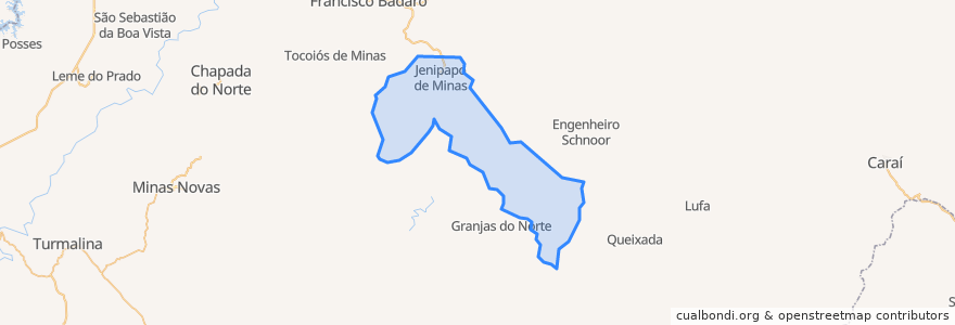 Mapa de ubicacion de Jenipapo de Minas.