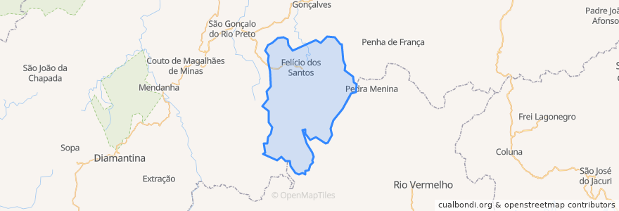 Mapa de ubicacion de Felício dos Santos.