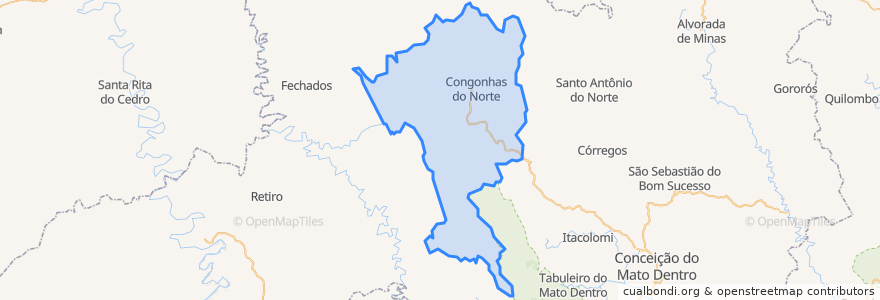 Mapa de ubicacion de Congonhas do Norte.