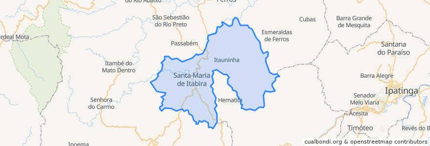 Mapa de ubicacion de Santa Maria de Itabira.