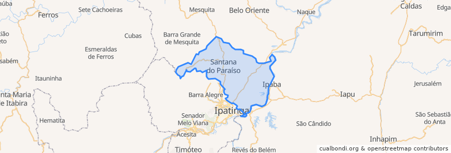 Mapa de ubicacion de Santana do Paraíso.