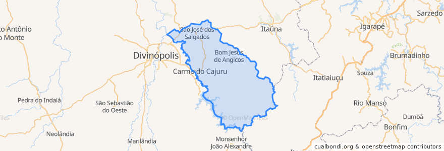 Mapa de ubicacion de Carmo do Cajuru.