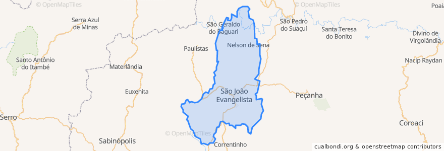 Mapa de ubicacion de São João Evangelista.