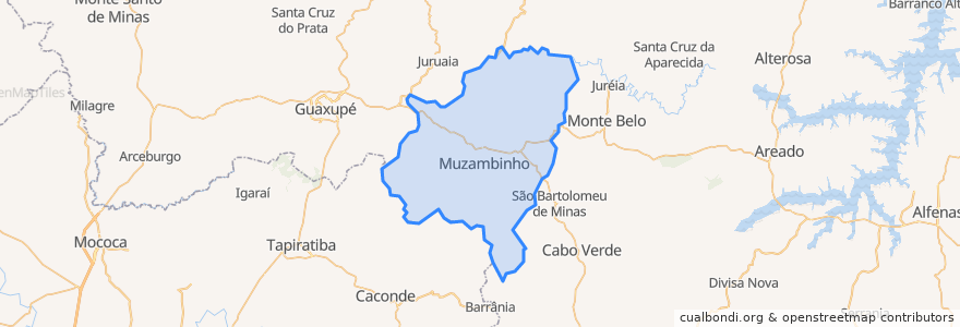 Mapa de ubicacion de Muzambinho.