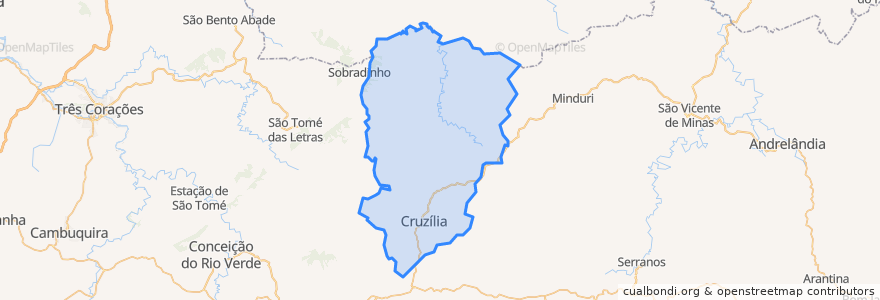 Mapa de ubicacion de Cruzília.