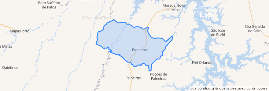 Mapa de ubicacion de Biquinhas.