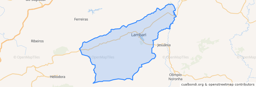 Mapa de ubicacion de Lambari.