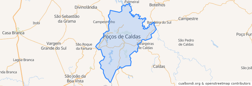 Mapa de ubicacion de Poços de Caldas.