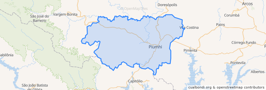 Mapa de ubicacion de Piumhi.