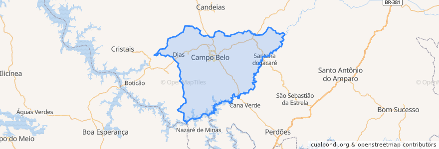 Mapa de ubicacion de Campo Belo.