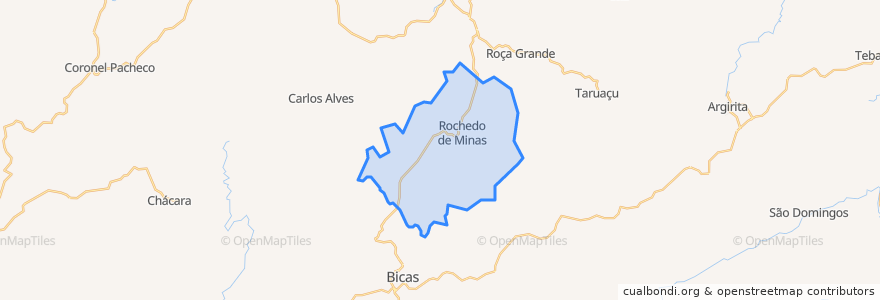 Mapa de ubicacion de Rochedo de Minas.