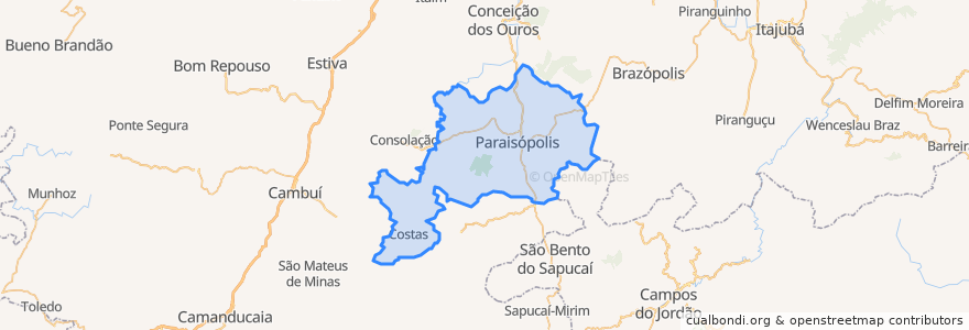 Mapa de ubicacion de Paraisópolis.