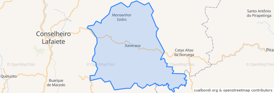 Mapa de ubicacion de Itaverava.