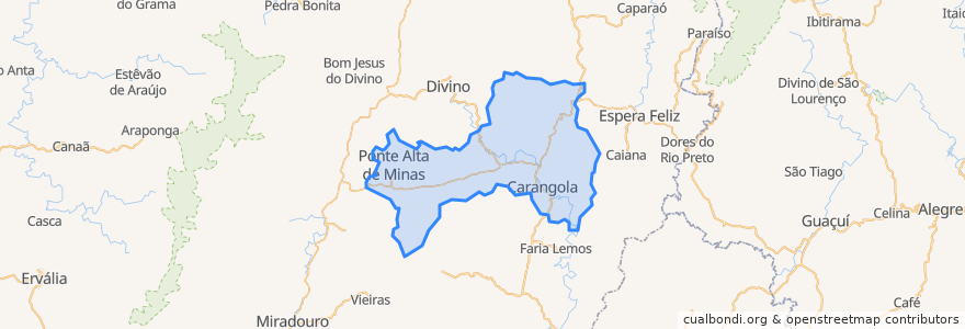 Mapa de ubicacion de Carangola.