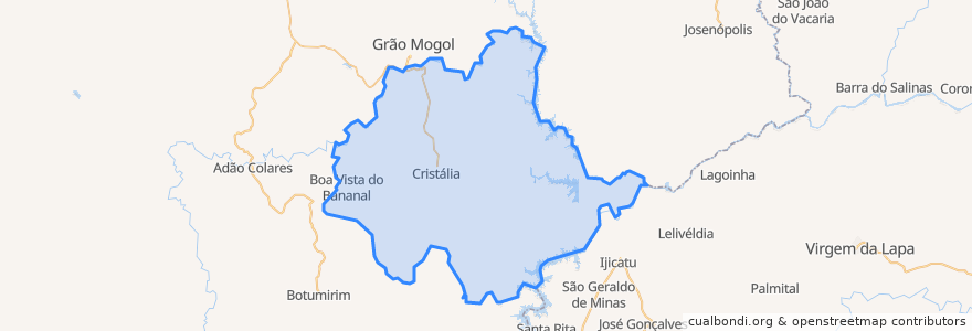 Mapa de ubicacion de Cristália.