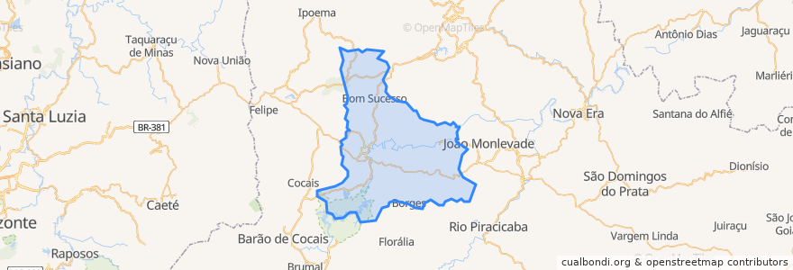 Mapa de ubicacion de São Gonçalo do Rio Abaixo.