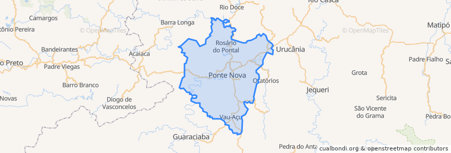 Mapa de ubicacion de Ponte Nova.