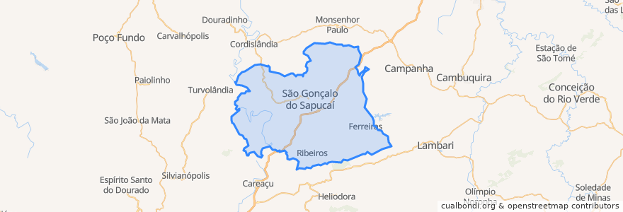 Mapa de ubicacion de São Gonçalo do Sapucaí.