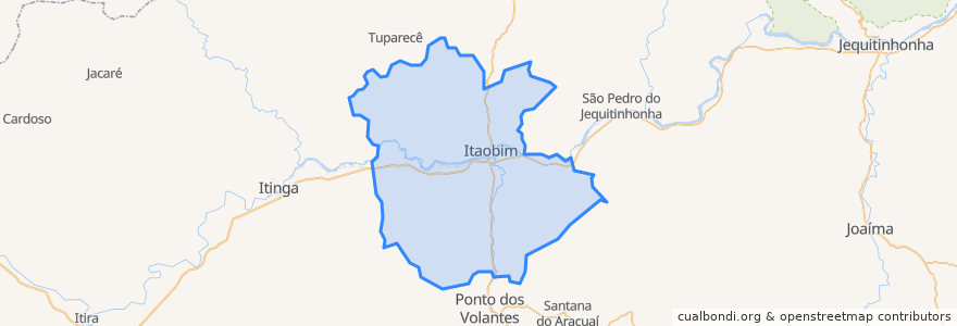 Mapa de ubicacion de Itaobim.