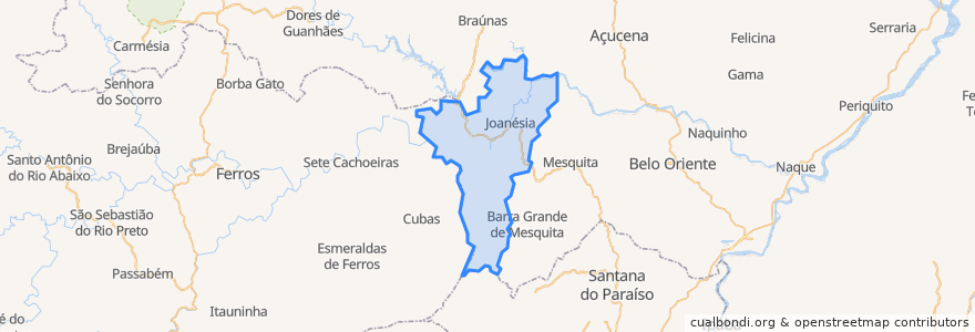Mapa de ubicacion de Joanésia.