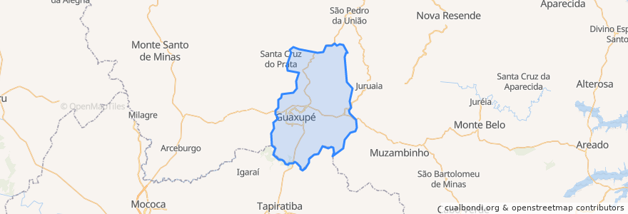 Mapa de ubicacion de Guaxupé.