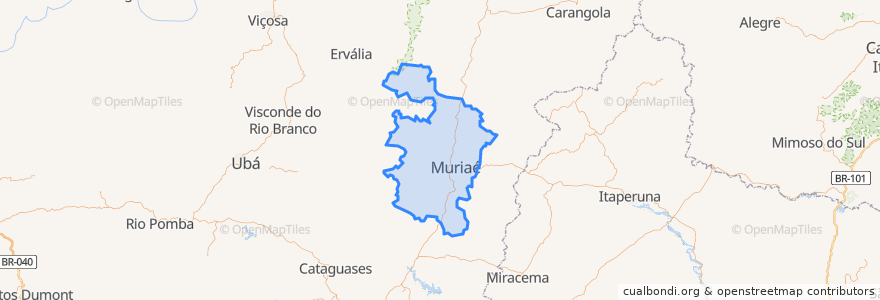 Mapa de ubicacion de Muriaé.