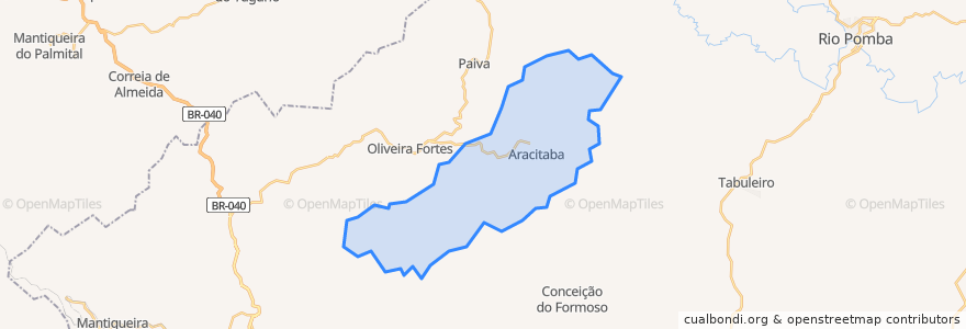 Mapa de ubicacion de Aracitaba.