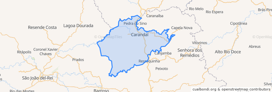 Mapa de ubicacion de Carandaí.