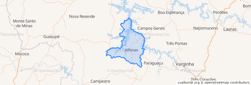 Mapa de ubicacion de Alfenas.