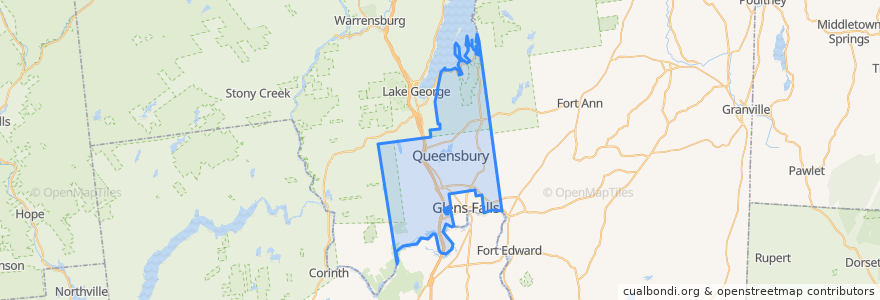 Mapa de ubicacion de Queensbury.
