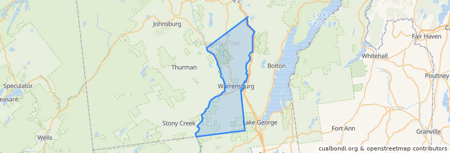 Mapa de ubicacion de Town of Warrensburg.