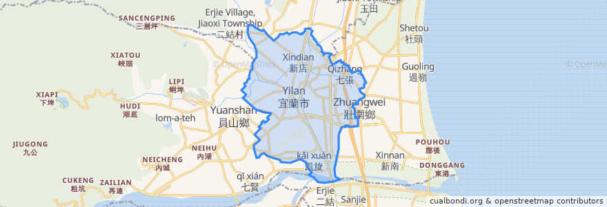 Mapa de ubicacion de 宜蘭市.