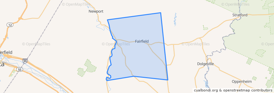 Mapa de ubicacion de Town of Fairfield.