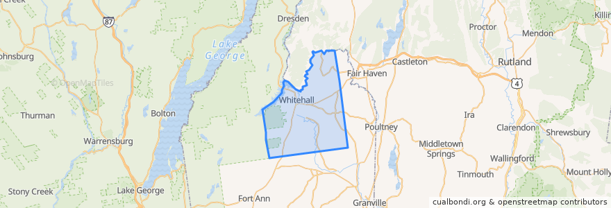 Mapa de ubicacion de Town of Whitehall.