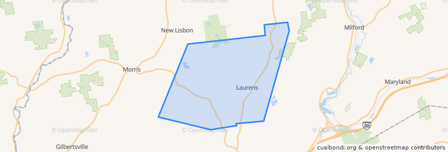 Mapa de ubicacion de Town of Laurens.