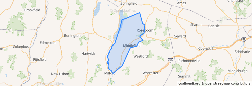 Mapa de ubicacion de Town of Middlefield.