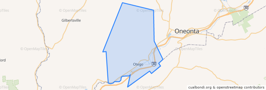 Mapa de ubicacion de Town of Otego.