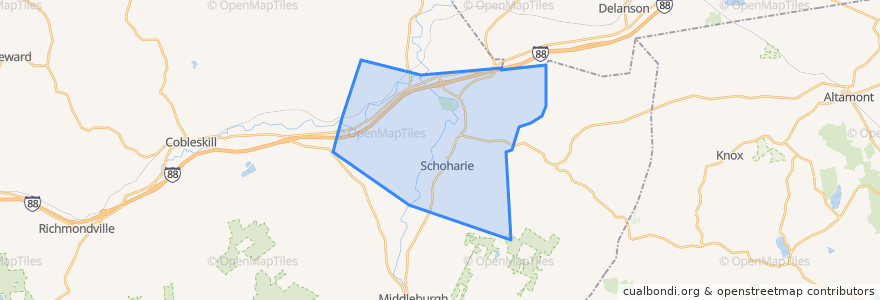 Mapa de ubicacion de Town of Schoharie.